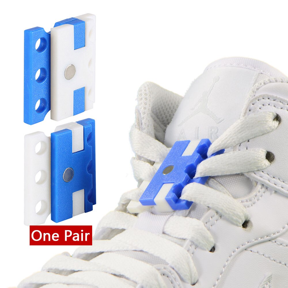 1 paar Magnetic Schnürsenkel Schnalle Verschluss Schnürsenkel Top für Sport Schuhe Stiefel Neue Kreative Faul Schnürsenkel Schließen Schnallen: 08 Blue White