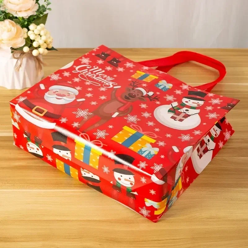 10-60PCS Christmas Tote Bag Santa Elk Snowflake Bags Non-woven Waterproof Printed Bags Thickened Decor Supplies