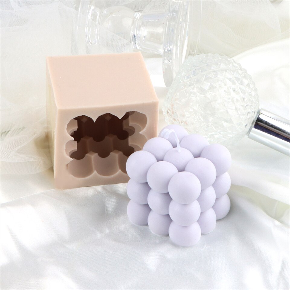Geometry Soap Mould Tool Stocked Flexible Round Wool Ball Cubic Bubble Desktop Ornaments Candle Silicone Mold