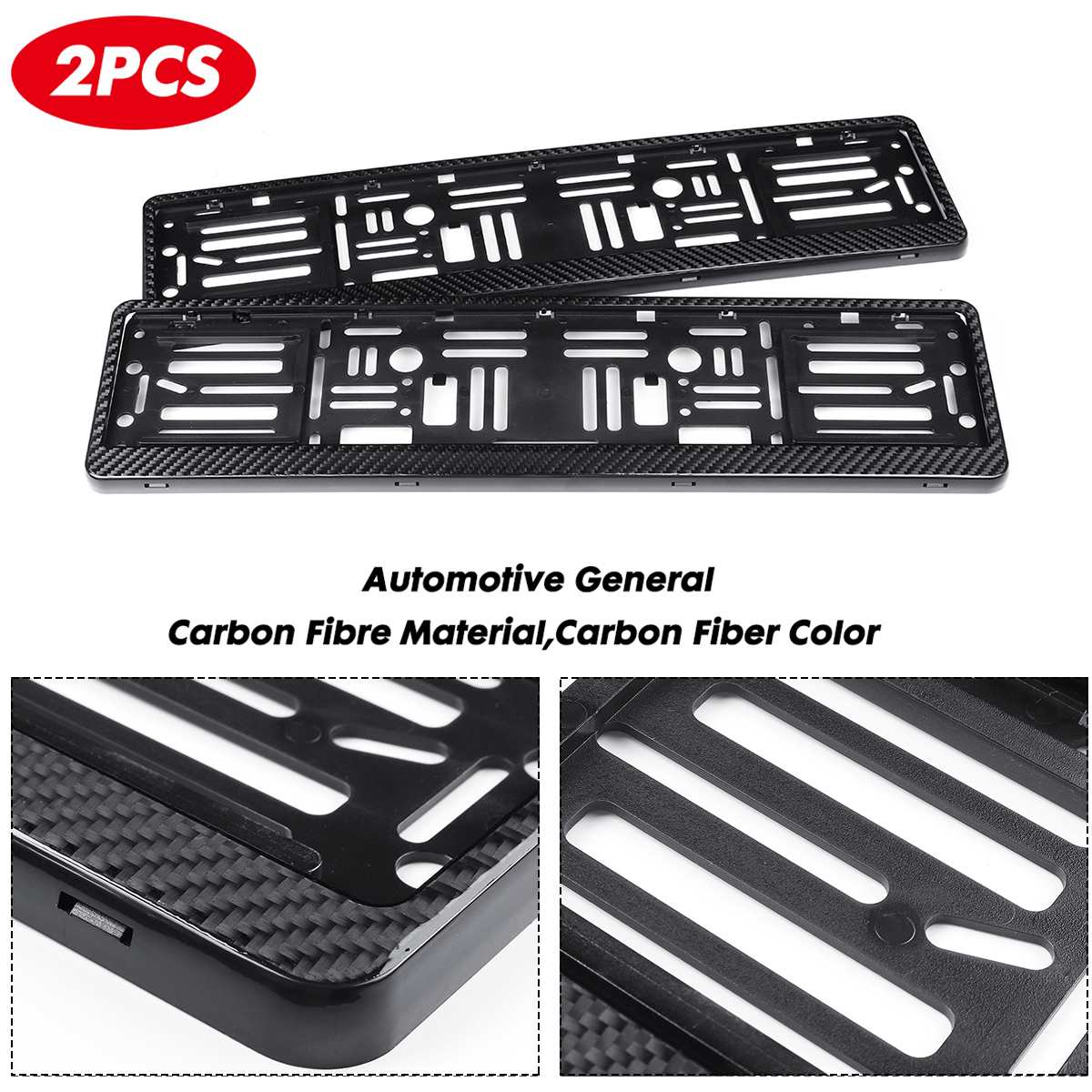 2PCS Carbon Fiber Car Licence Holder Frame Real Carbon Fiber Euro Car Licence Number Plate Surround Holder Frame