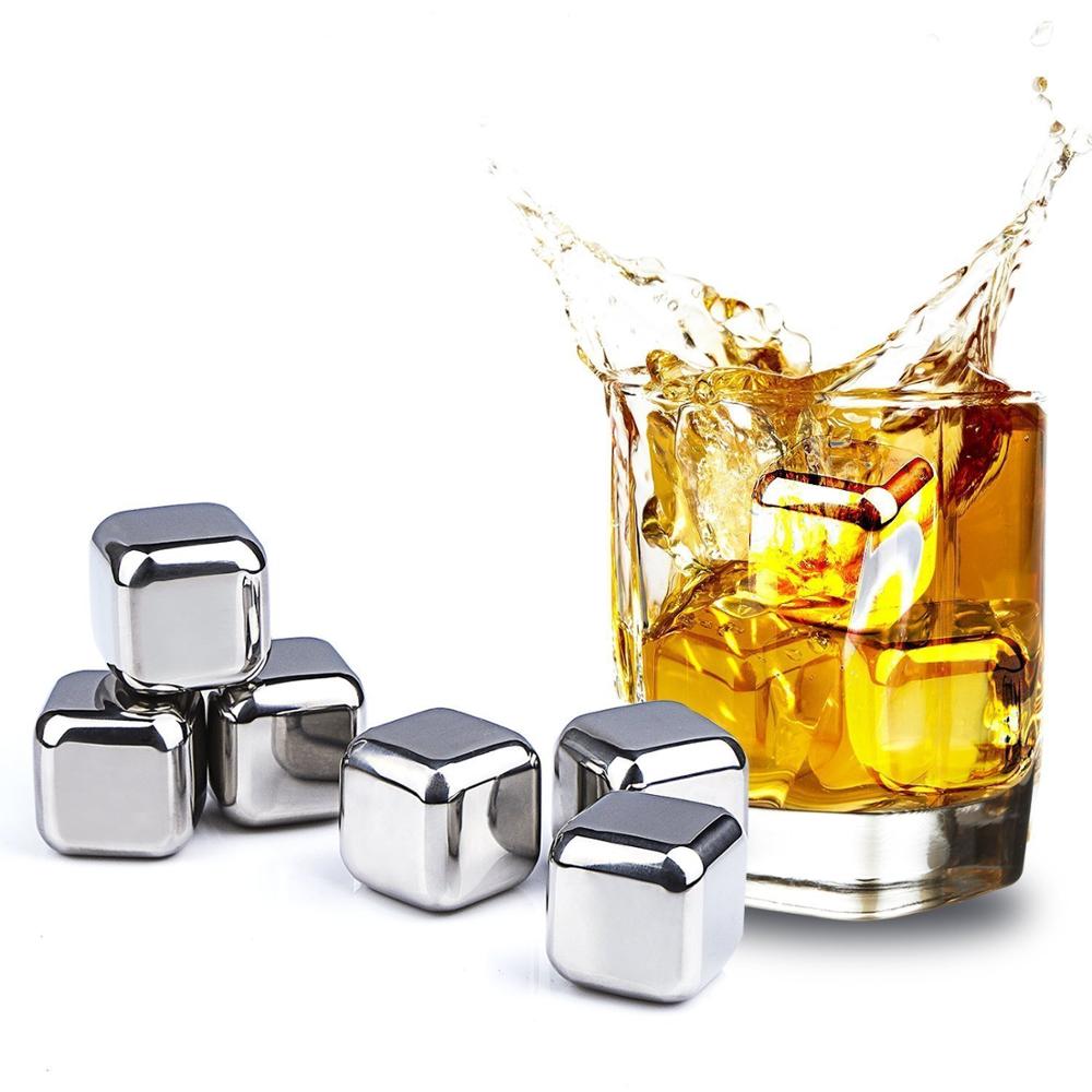 Stainless Steel Whiskey Stones Reusable Drink Coolers MetalIce Cube Stone Chilling Rocks Cooling Wine Beer Beverage Set