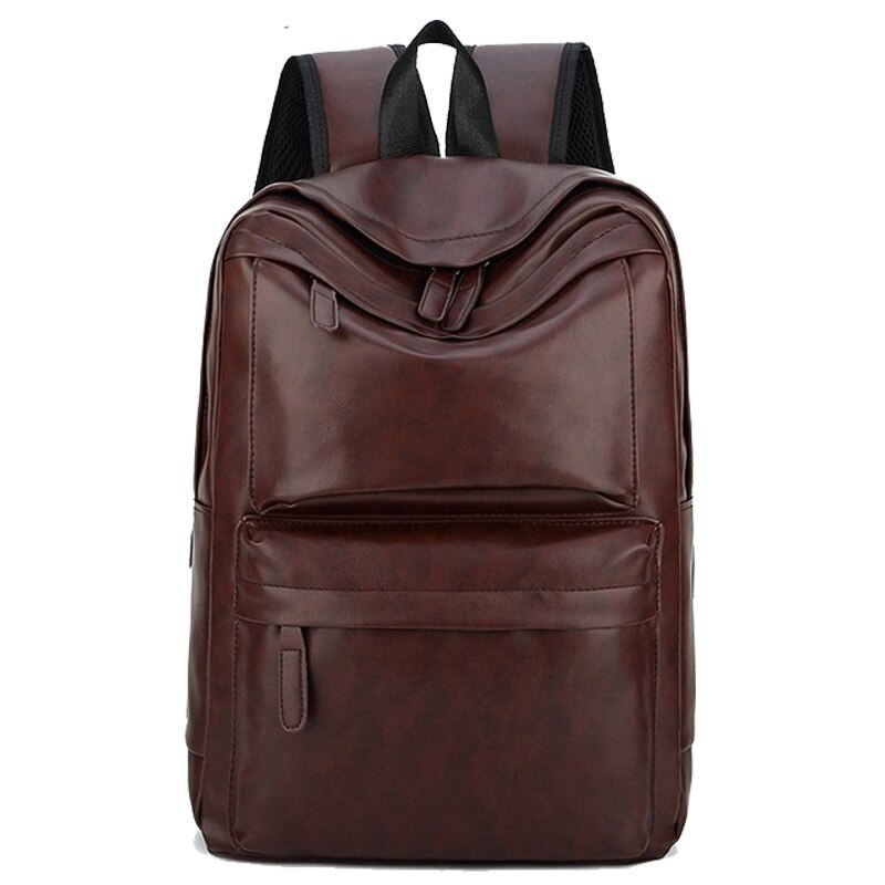 Chuwanglin Preppy style school backpacks for male leather backpacks men laptop backpacks travel bags mochila P102505: brown