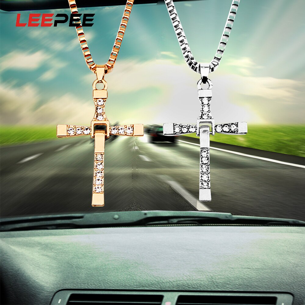 Leepee dekoration legering auto interiør tilbehør bil-styling bil spejl hængende ornamenter bil vedhæng christian cross