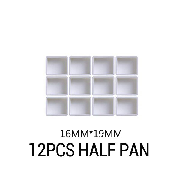 6/12/24/36/48Pcs Empty Half/Full Pan White Half Pans Paint Plastic Watercolor Paint Grid Half Pans Artists Palette Art Supplies: 12Pcs Half