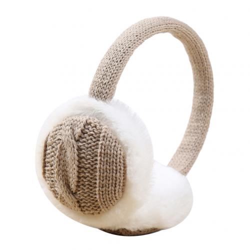 Cache-oreilles pour femmes, cache-oreilles, en peluche, tricoté, en peluche, accessoire pour filles, bandeau, hiver: Khaki