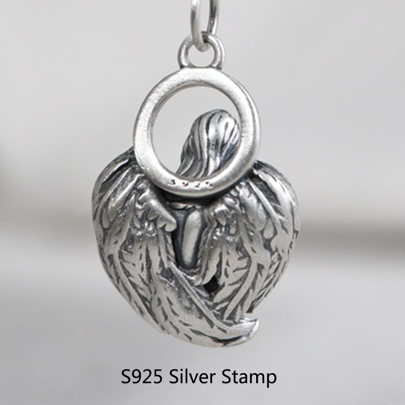 Balmora ægte 100% 925 rent sølv engel vinge vedhæng til kvinder mænd hængende vedhæng thai sølv smykker dekoration uden kæde