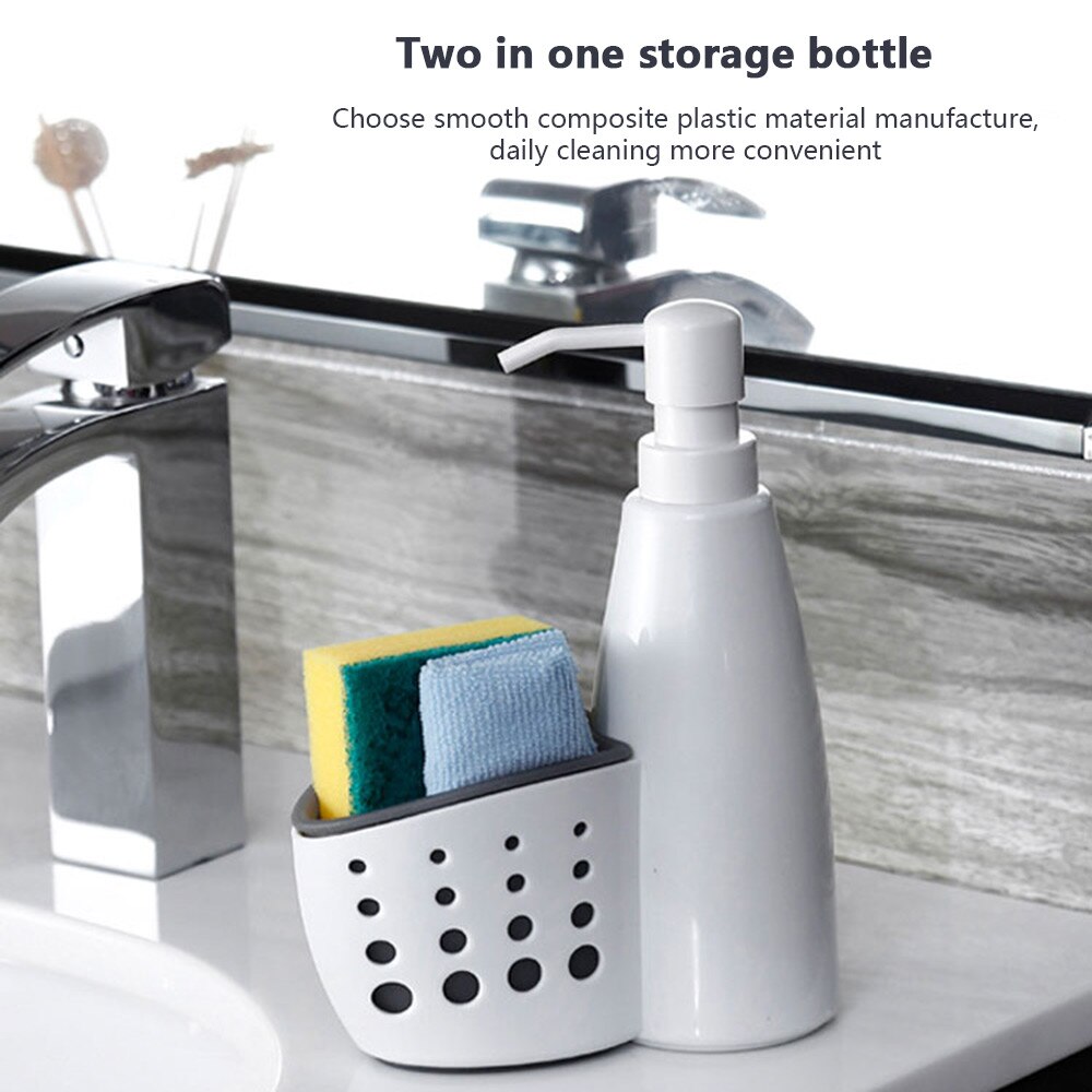 Multifunksjon kjøkken bad hånd flytende såpedispenser pumpe vaskemiddel oppbevaringsboks stativ rengjøring svamp dreneringsbrett såpeholder