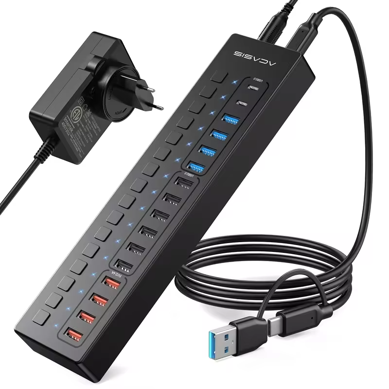 Acasis usb-c-hub 16- -i- -1 med gratis usb-c till usb-adapter, usb-a /c 3.0 för tangentbord, mus, skrivare, typ-c-hub för macbook pro: Brun