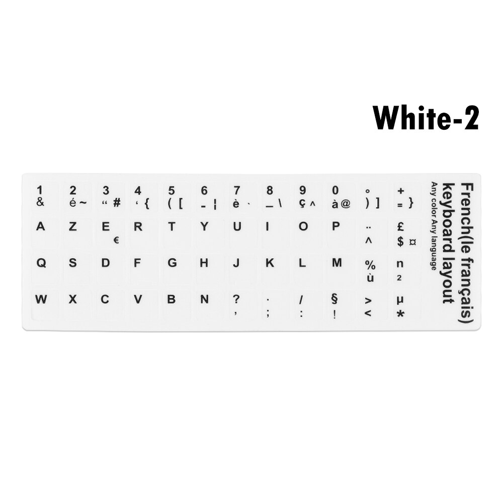 Replacement Waterproof Laptop Keyboard Stickers Spanish/English/Russian/Deutsch/Arabic/Italian/Japanese Keyboard Layout: White	French