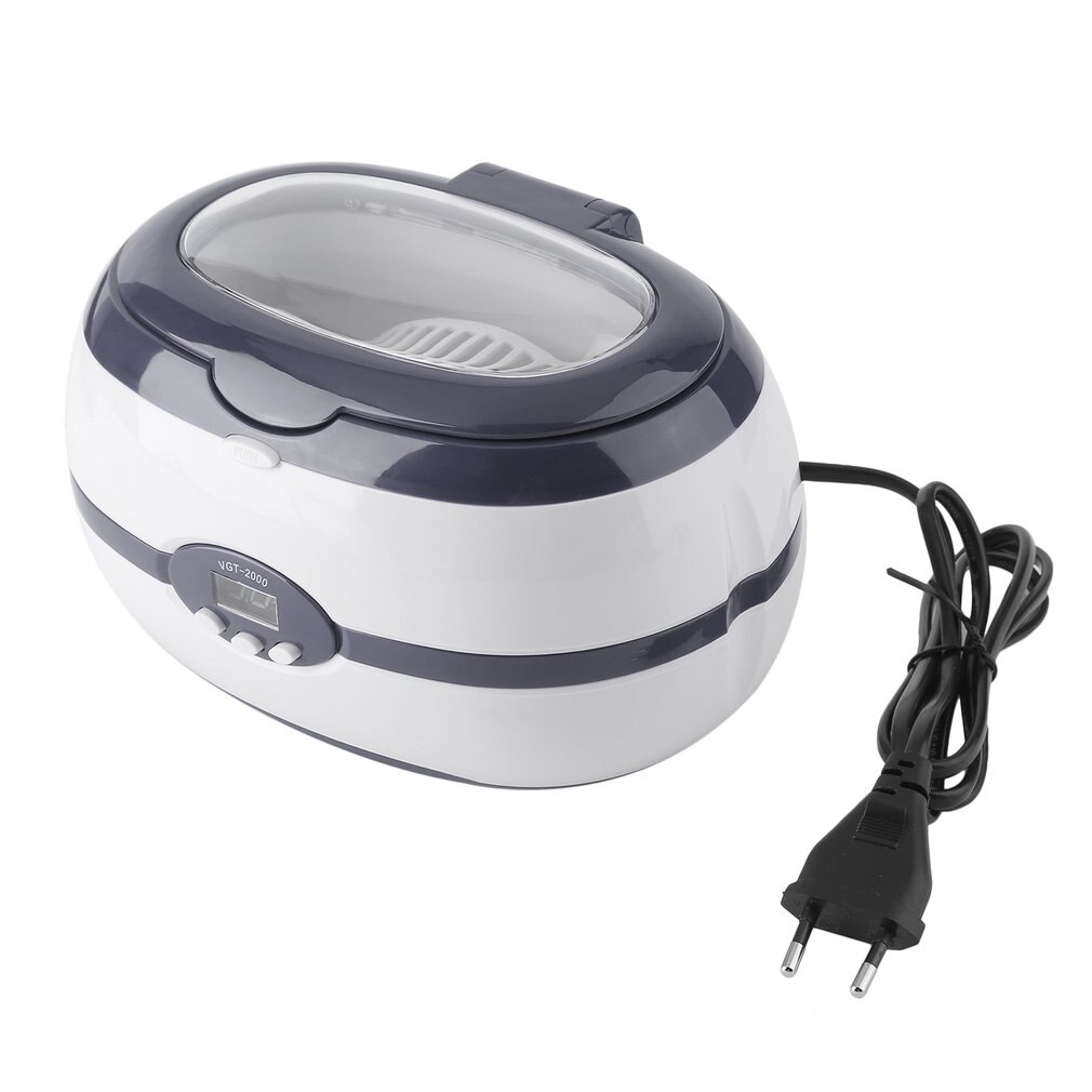 Intelligent VGT-2000 600ml Mini Sonic Wave Ultrasonic Cleaner For Eyeglasses Jewelry Circuit Board With Basket EU Plug: grey EU plug