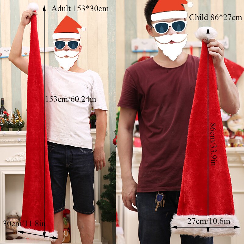 Volwassen Kinderen Lange Kerst Hoed Voor Pluche Kerstman Cap Jaar Christmas Party Decoratie