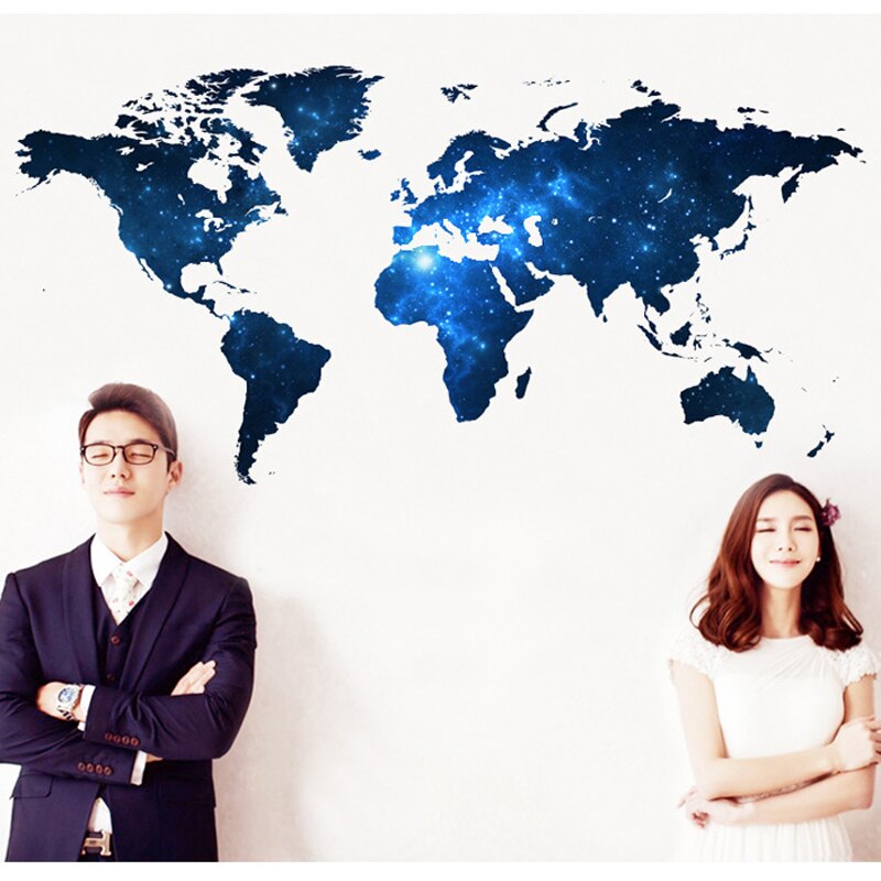 Star World map DIY Vinyl Wall Sticker Kids love Home Decor office Art Decals for 3D stickers Wallpaper decoration