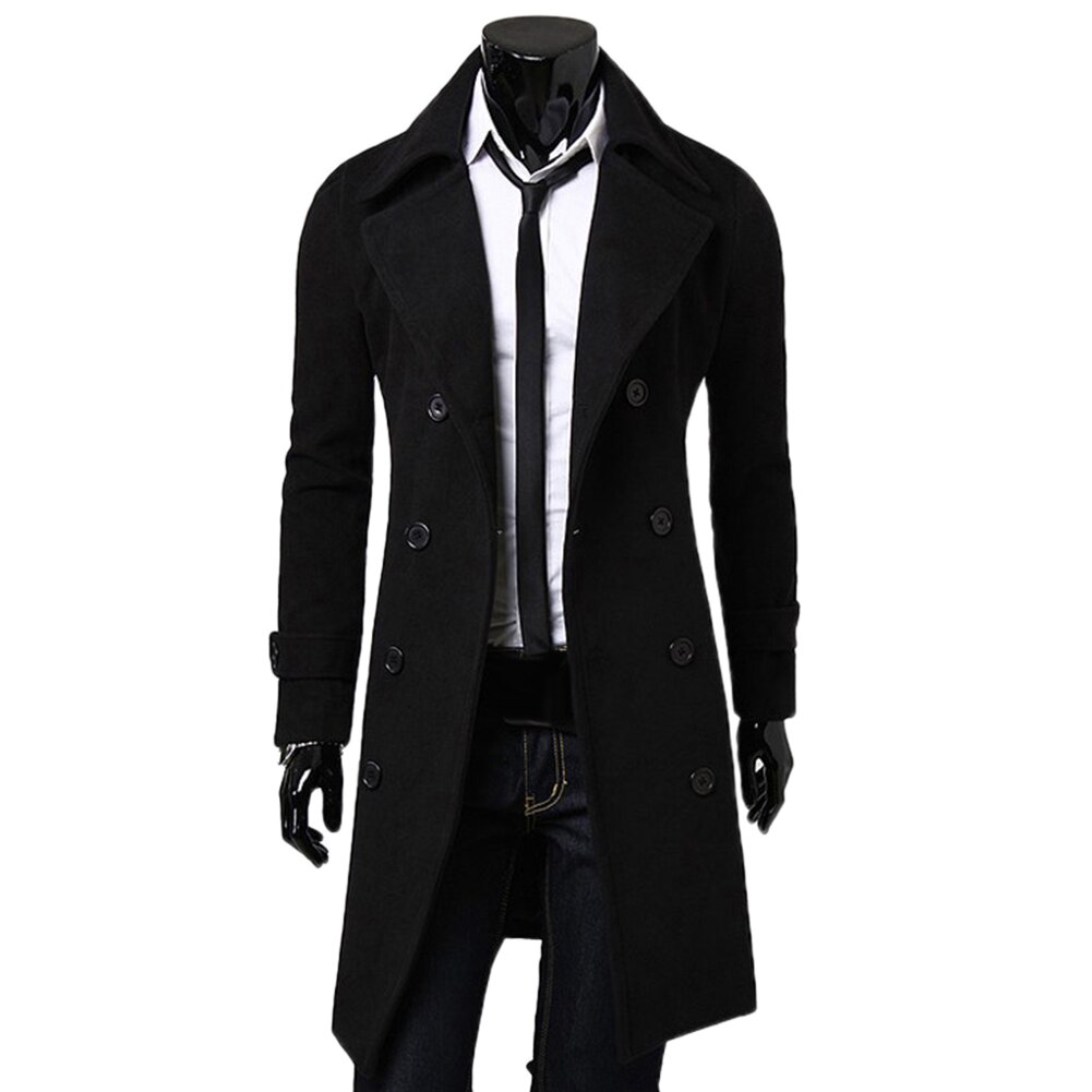 Mode Mannen Wollen Jas Winter Warm Solid Lange Geul Jas Breasted Business Casual Overjas Parka Man Jas Winter
