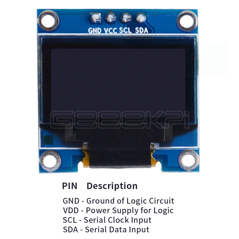 GeeekPi, módulo de pantalla OLED de 0,96 pulgadas, 128x64 IIC SSD1306 para Raspberry Pi 4 B / 3 B (+) / 2 B / Zero (W) / Beaglebone negro/C51