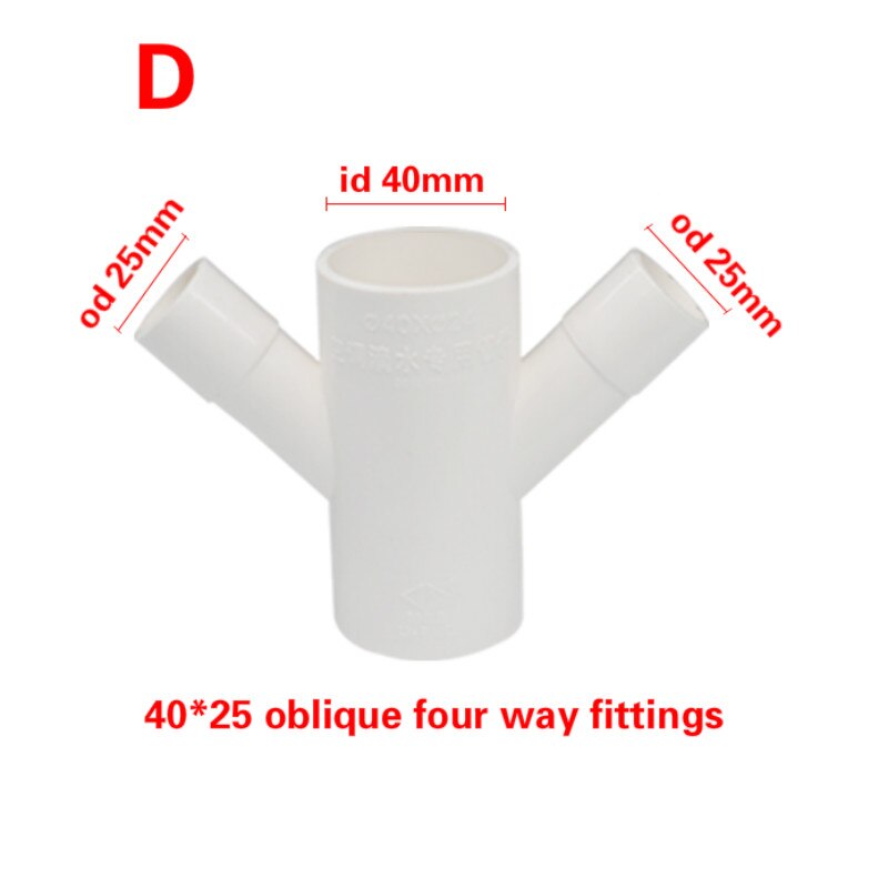 Uniones Uds. PVC oblicuo, accesorios en t de tres vías, juntas en t de 45 grados, accesorios de tubería de suministro de agua, accesorios oblicuos de PVC de cuatro vías