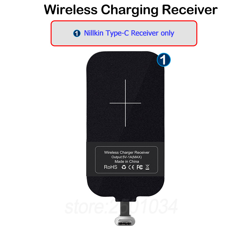 Draadloos Opladen Voor Oneplus 7T Pro Qi Draadloze Oplader + Usb Type C Ontvanger Adapter Zachte Tpu Case voor Oneplus 7T Pro: Receiver only