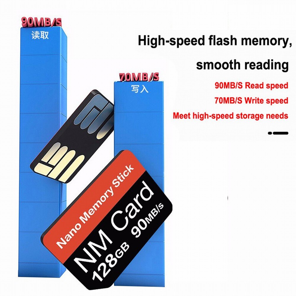 For Huawei P30 P 30 Pro P30Pro VOG-L09 NM Card Nano Memory Card 128GB 90MB/S NM-Card With USB3.1 Gen 1 Type-C TF/NM Card Reader