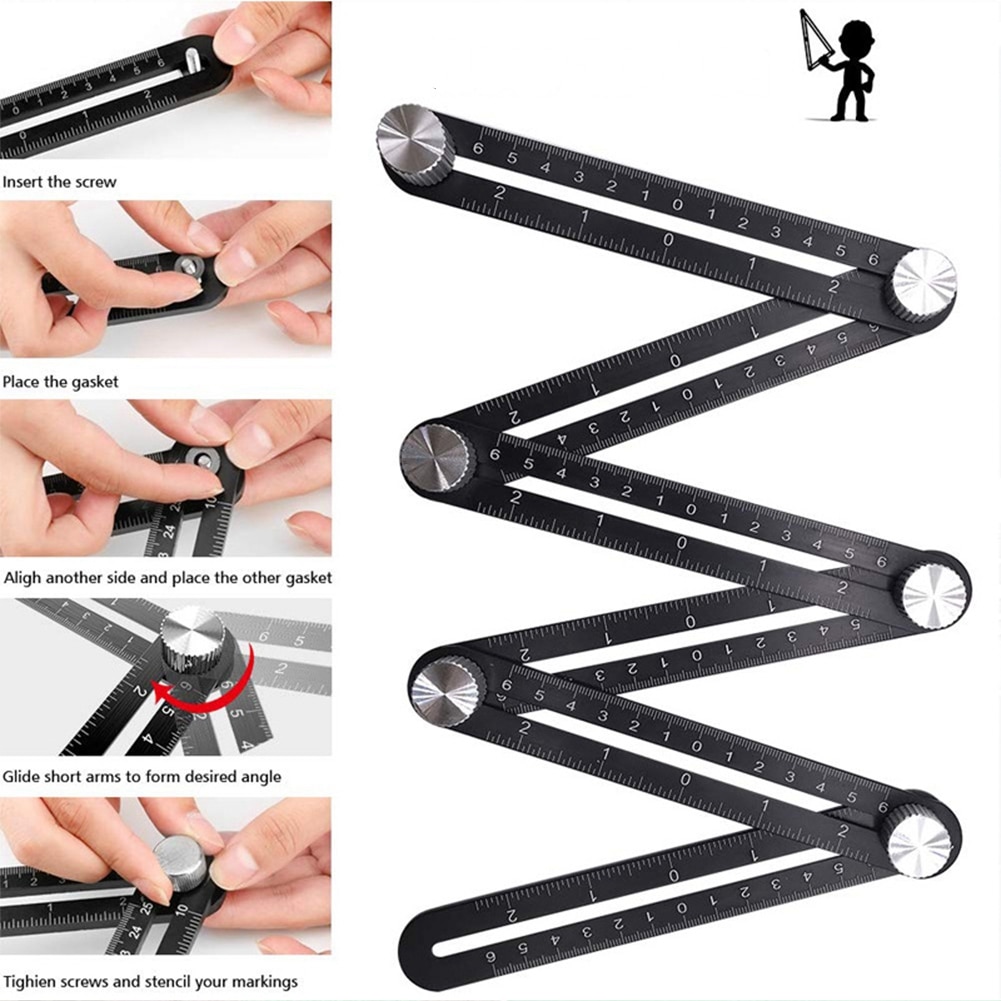 Mould Ruler 12 Fold Aluminium Alloy Angle Ruler Finder Measuri... – Grandado
