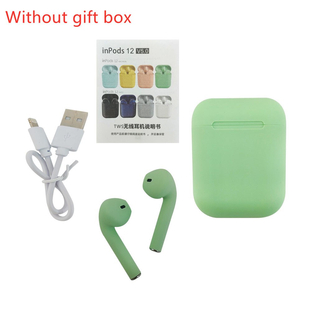 i12 Tws Wireless Headphones Bluetooth 5.0 Earphone Matte Macaron Earbuds Handsfree With Mic Charging Box Headset for all phones: 3049-J-1