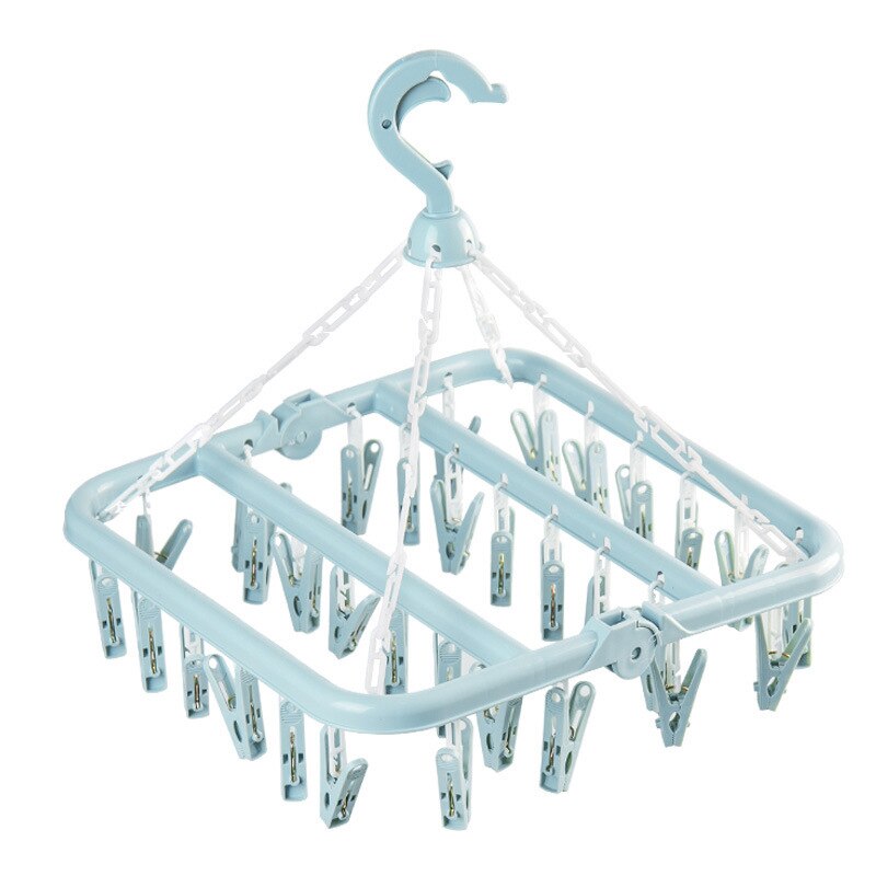 32Clips Rack secado de ropa Clip de plástico de calcetines a prueba del viento secado estante giratorio hogar calcetines ropa secador de productos: 2