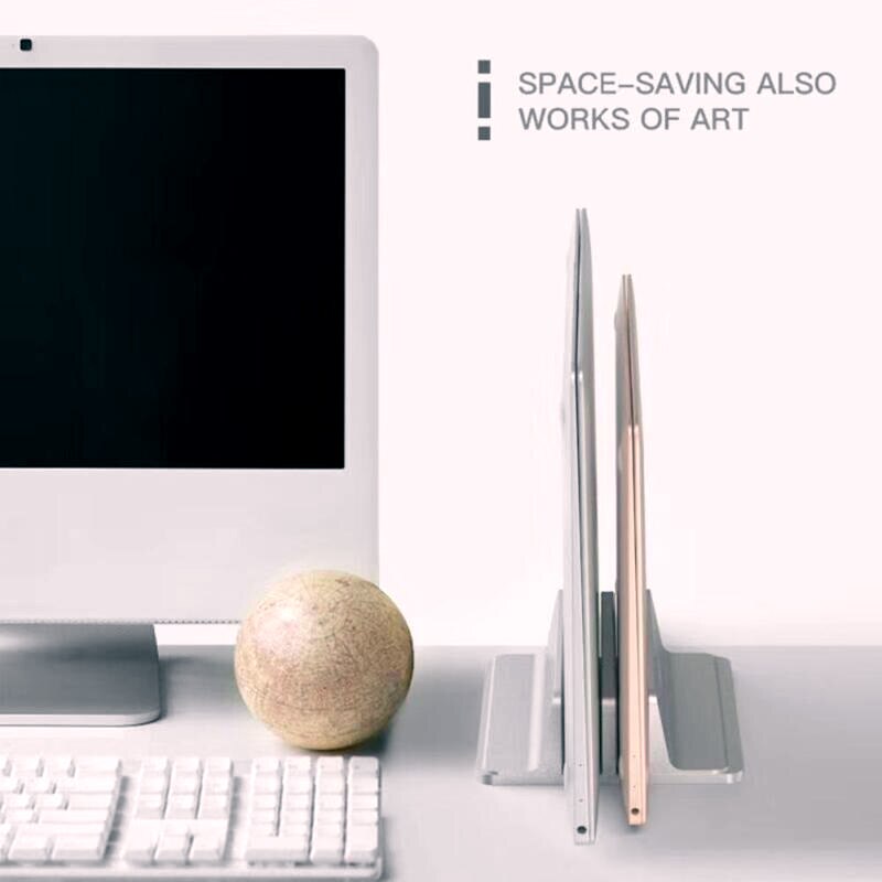 Soporte Vertical para ordenador portátil, accesorio de Metal ajustable, doble soporte de escritorio de aluminio, soporte de libro para Notebook, PC
