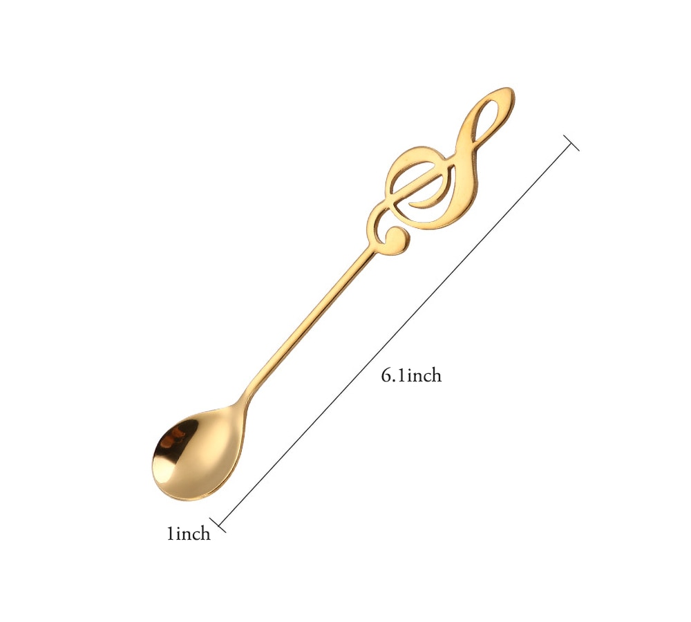 Rvs Koffielepels Spiegel Gepolijst Goud Muziek Symbool Dessert Lepel Koffie Bar Keuken Benodigdheden Thee Accessoires