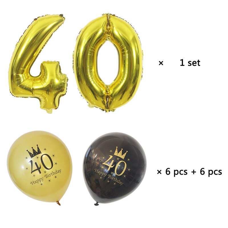 30th cumpleaños globo 40 50 60 70 80 años decoraciones para de cumpleaños número 30 adultos Oro Negro cumpleaños globos: 40th