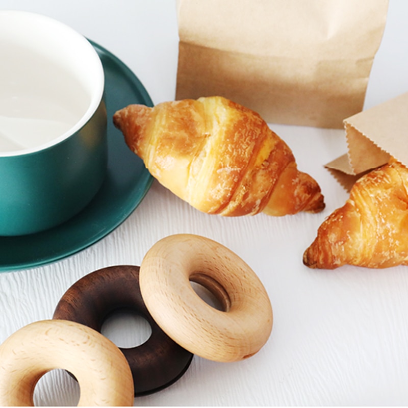 4 stk donut form mini bøg sort valnød taske klips hjem opbevaring organisator køkken værktøj til snacks cookies chips