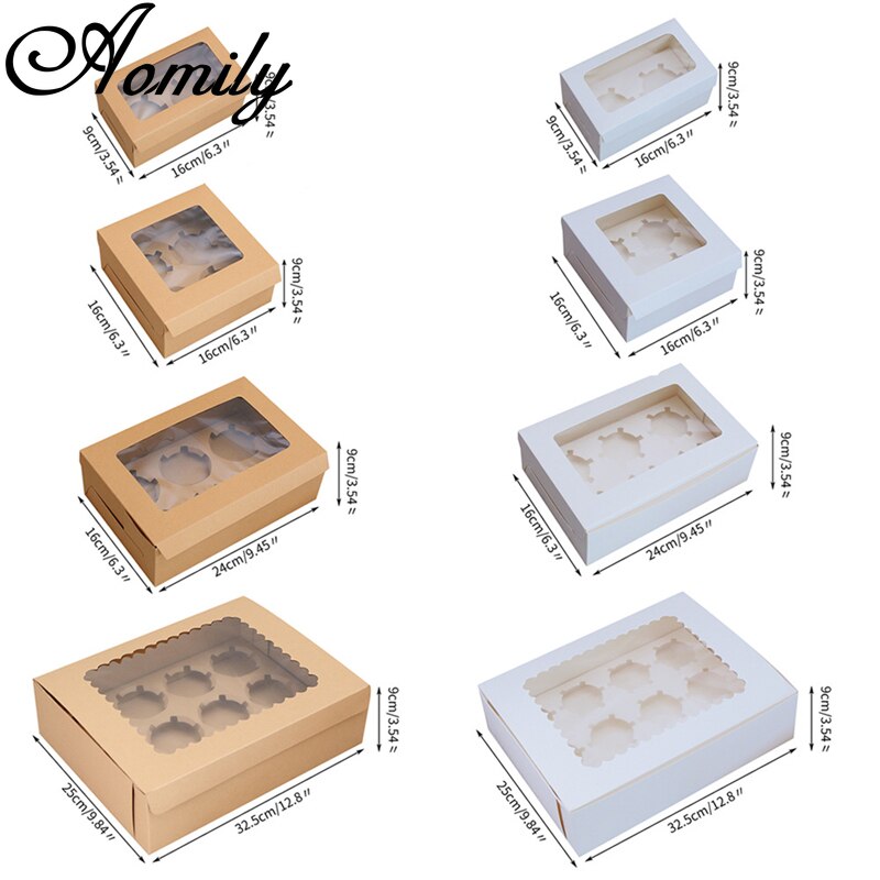 Amoliy 2/4/6/12 huller cupcake pakning boks muffin boks kiks konditor boks kraftpapirkasse kage chokolade emballage bageværktøj