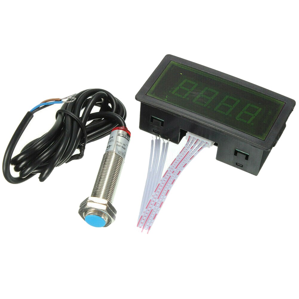 Current Industry Easy Install 4 Digital RPM Speed Meter Led With Hall Switch Durable Rectangle Tachometer Measuring Motor
