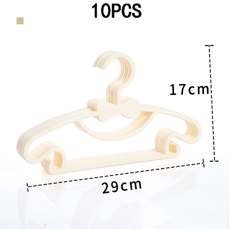10pcs Kids Clothes Hanger Racks Portable Plastic Display Hangers Windproof Children Coats Hanger Baby Clothing Organizer: off white