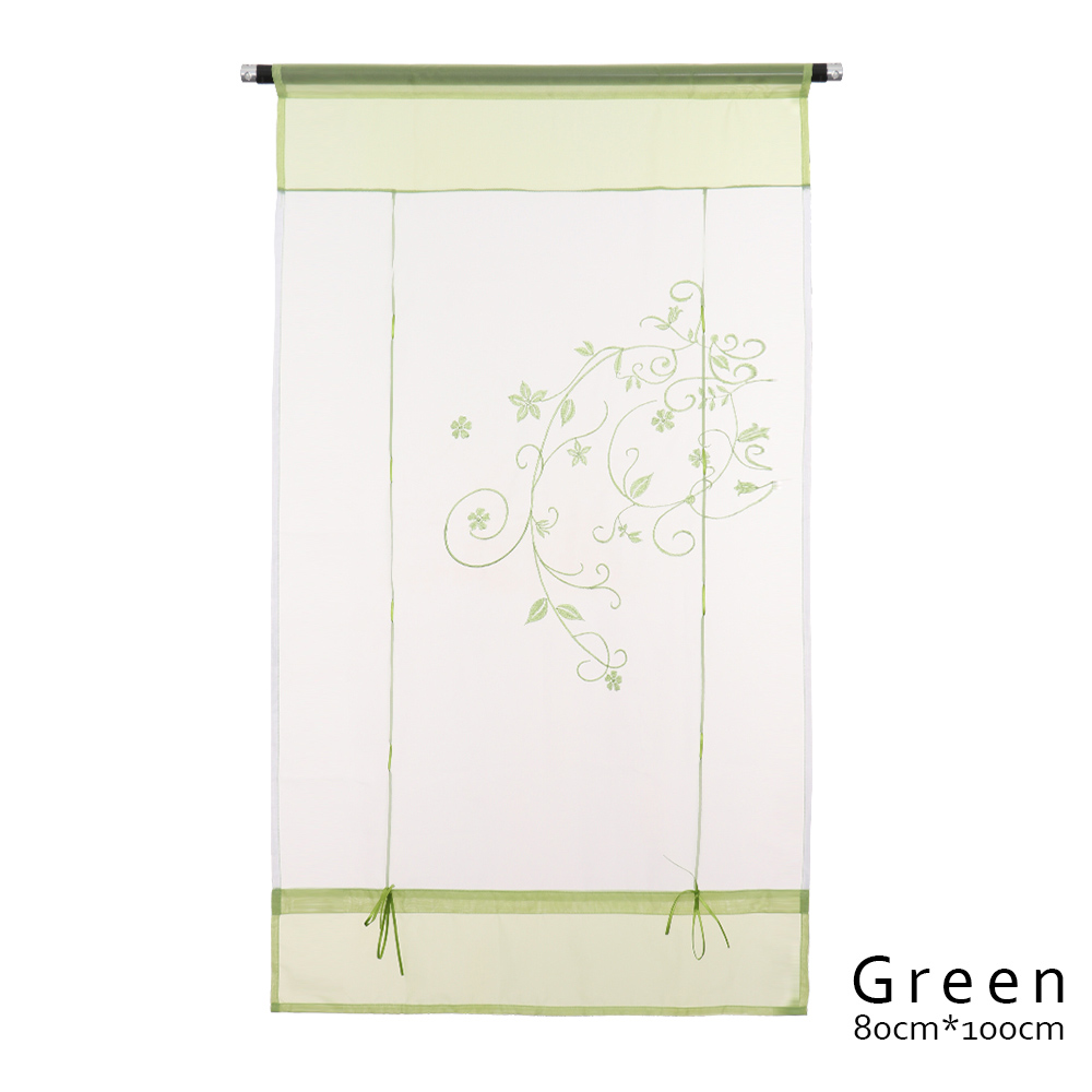 1pc romerske persienner vindue tyl voile gardin populært flot gennemsigtigt polyester gardiner broderet pastoral gardin boligindretning: 80cm x 100cm grønne