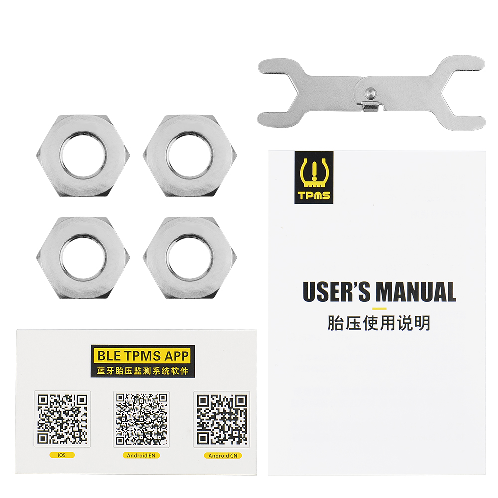 Tpms Bluetooth 5.0 Bandenspanning Monitor System 4 Interne/Externe Sensor Werkt Android/Ios Mobiele Telefoon App display