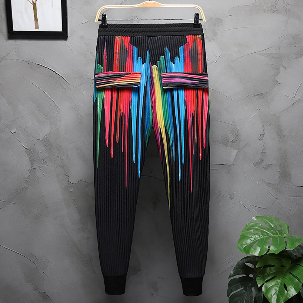 Street sommer herre fargerike fritidsbukser belte svarte tynne bukser herrebukser elastisk midje slim fit menn utendørs bukser