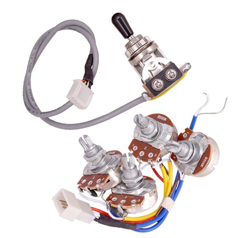 -Lp Electric Guitar Pickups Circuit Wiring Harness 2T2V 500K Pots 3 Way Switch For Gibson Les Paul Style Guitar: Default Title