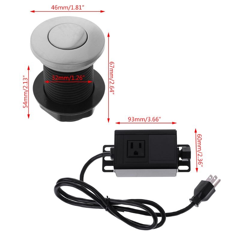 1pc Sink Top Air Switch Kit Garbage Disposal Part Built-out Adapter Switch