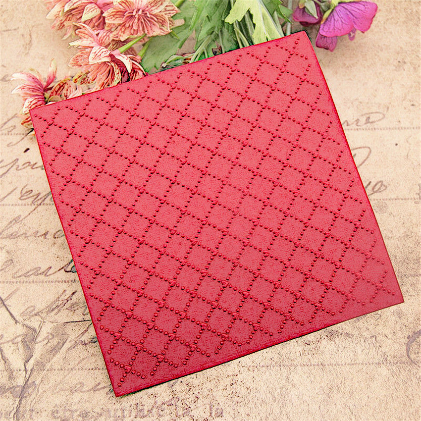 15x15cm grid heart Embossing folders Plastic bump Scrapbooking DIY Template Fondant indentation Cake Photo Album Card Make