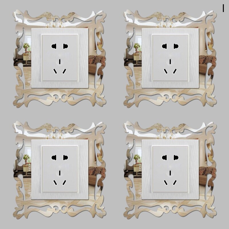 Pegatinas de pared de fotos con interruptor, 1 Uds., bricolaje, decoración creativa para el hogar, pegatinas de pared de espejo 3D Acrílico