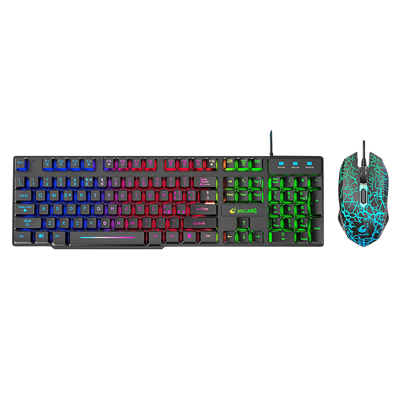 Keyboard Mouse T13 Rainbow Backlight Usb Ergonomic Gaming Keyboard Mouse Set For Pc Laptop Juego de teclado y mouse alemán