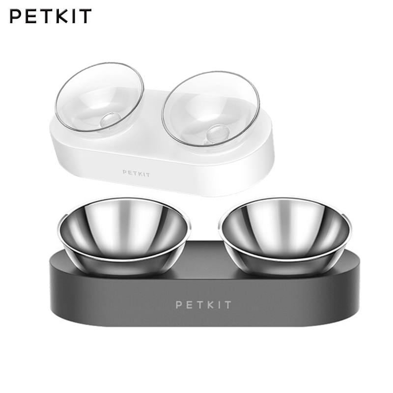 Petkit Haustier Schüssel Fütterung Gerichte Einstellbare Doppel Zubringer Schalen Wasser Tasse Katze Schalen Trinken Schüssel Haustier Lieferungen Aus Youpin