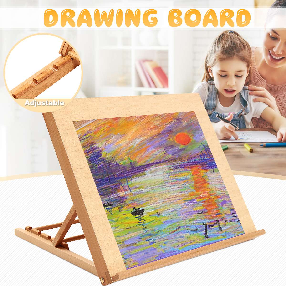 Wooden Easel Table Sketch Stand Adjustable Artist Drawing Board Oil Painting Easels Rack Watercolor Oil Painting Art Supplies