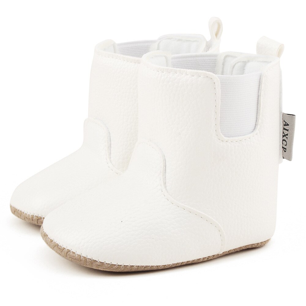 Herfst winter effen pu leren baby mocassins laarzen voor babymeisjes jongens eerste loopschoenen laarzen 0-18 maanden