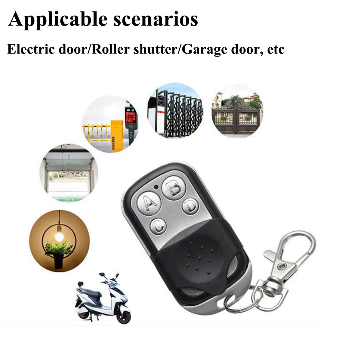 Metal Push Button Remote Control Transmitter ABCD / Lock Unlock 4Button 433MHz Universal 4 Buttons Garage Door Opener Remote