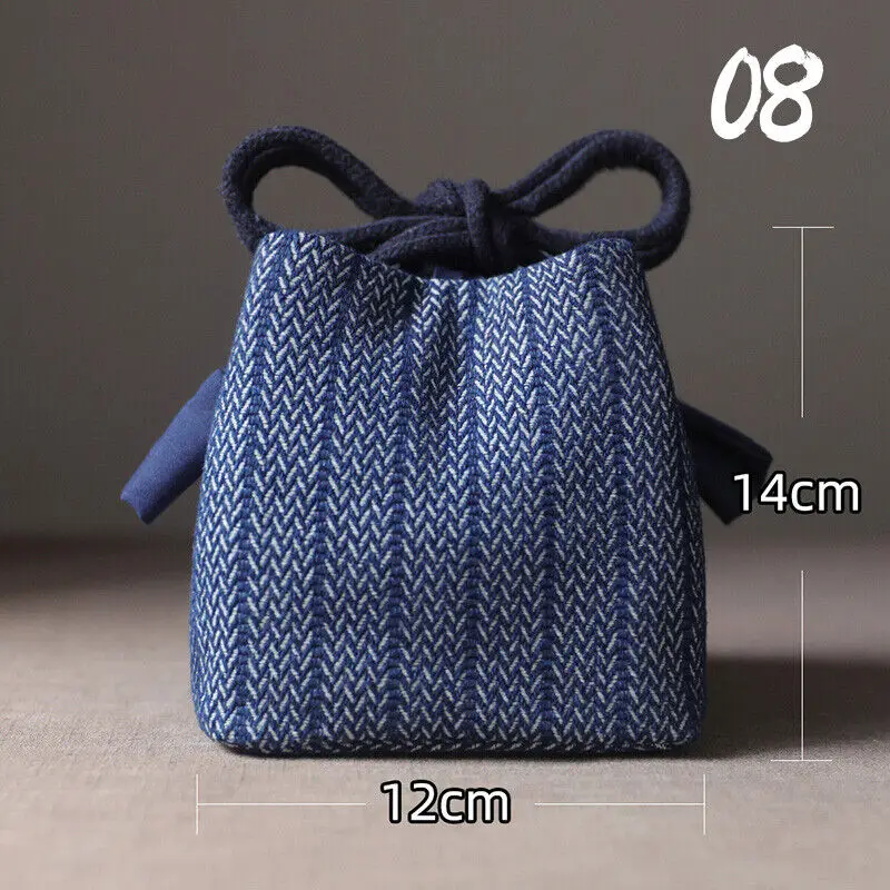 Teacup Bag Portable Travel Tea Set Storage Bag Tea Pots Four Or Six Cups Large Cloth Bag Outdoor Organizer Denim Organizer: Brown