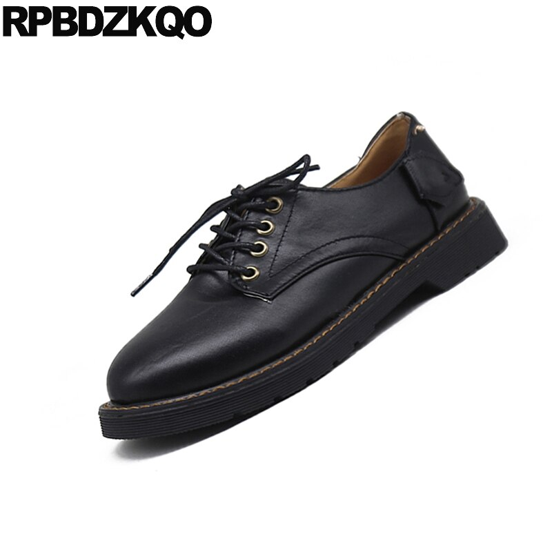 Brown Chinese Women Round Toe Fashion 2021 Black Casual Ladies Lace Up Oxfords ultime scarpe economiche China Designer appartamenti bassi