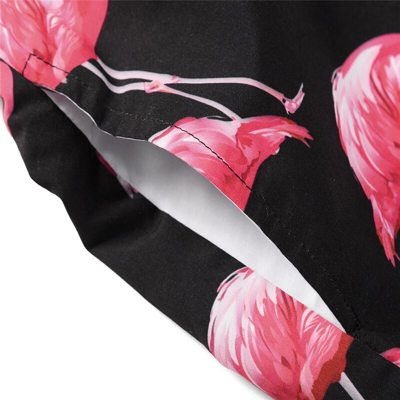 Conjuntos de vacaciones de verano Mr.1991IN, trajes de playa hawaianos de estilo Tropical con estampado de flamencos para hombres, camisas cortas, traje de dos piezas