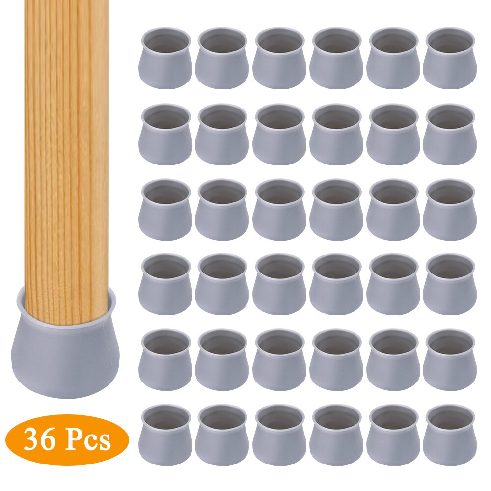 36pcs Silicon Furniture Leg Protection Cover Table Feet Pad Floor Protector For Home Chair Leg Floor Protection Anti-Slip: Gray