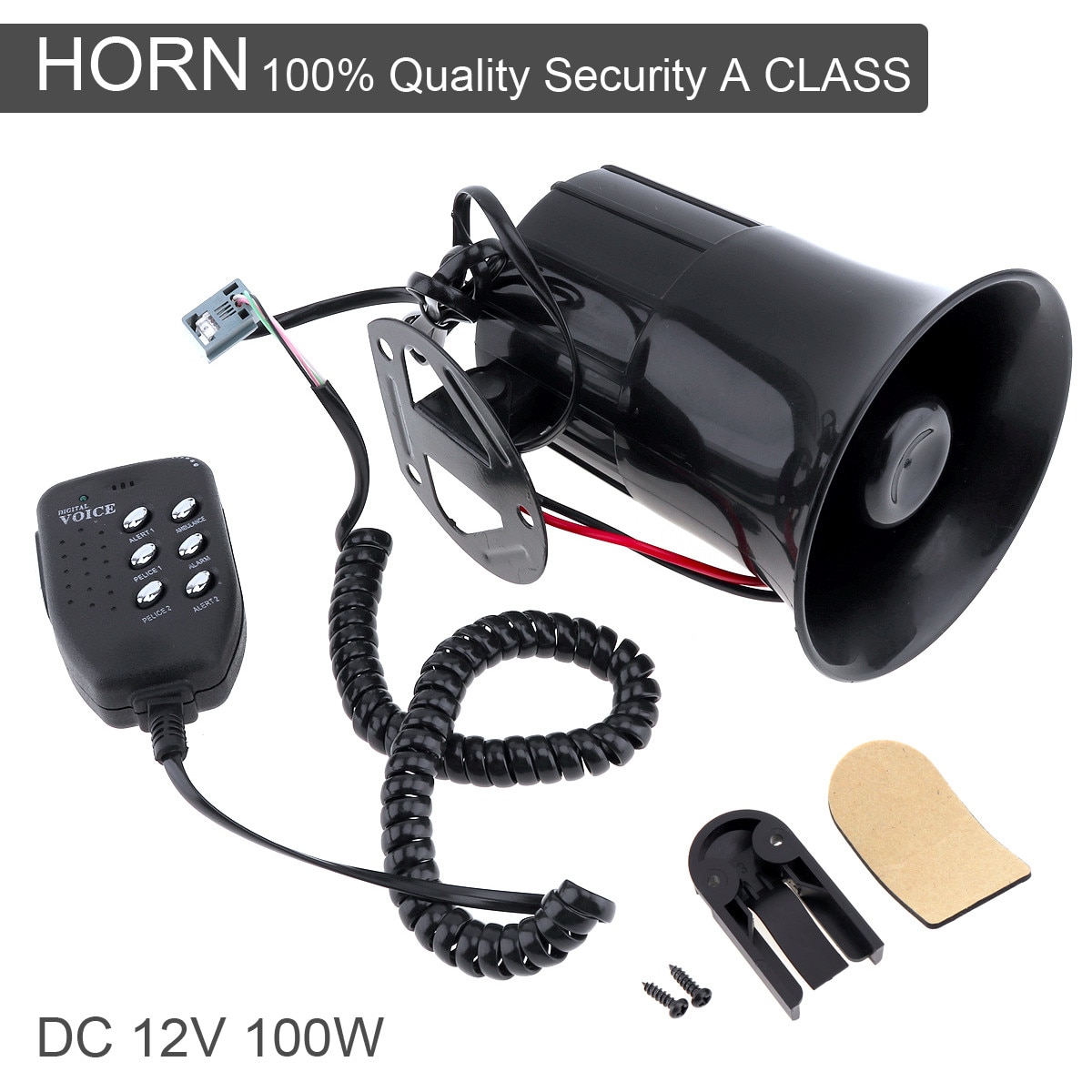 100W 12V 6 Geluid Auto Speaker Luid Alarm Sirene Hoorn 105-115db Met Mic Microfoon Voor Auto Truck