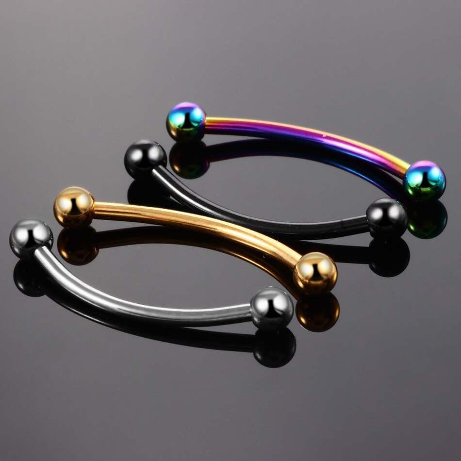 1Pc 16G Titanium Snake Eye Tong Barbell Gebogen Barbell Wenkbrauw Ringen Snake Piercing Labret Lip Oorbellen Sexy Body sieraden