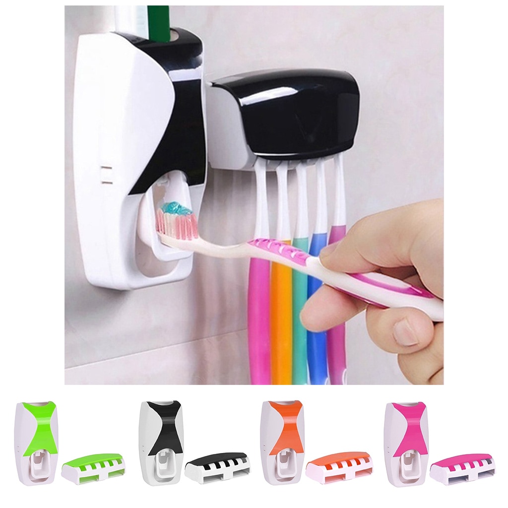 Børns tandpasta dispenser squeezer tandbørsteholder sæt til badeværelse